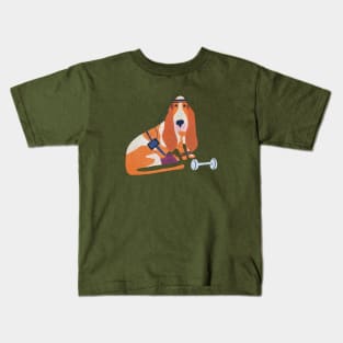 Bassett Dog WorkOut Kids T-Shirt